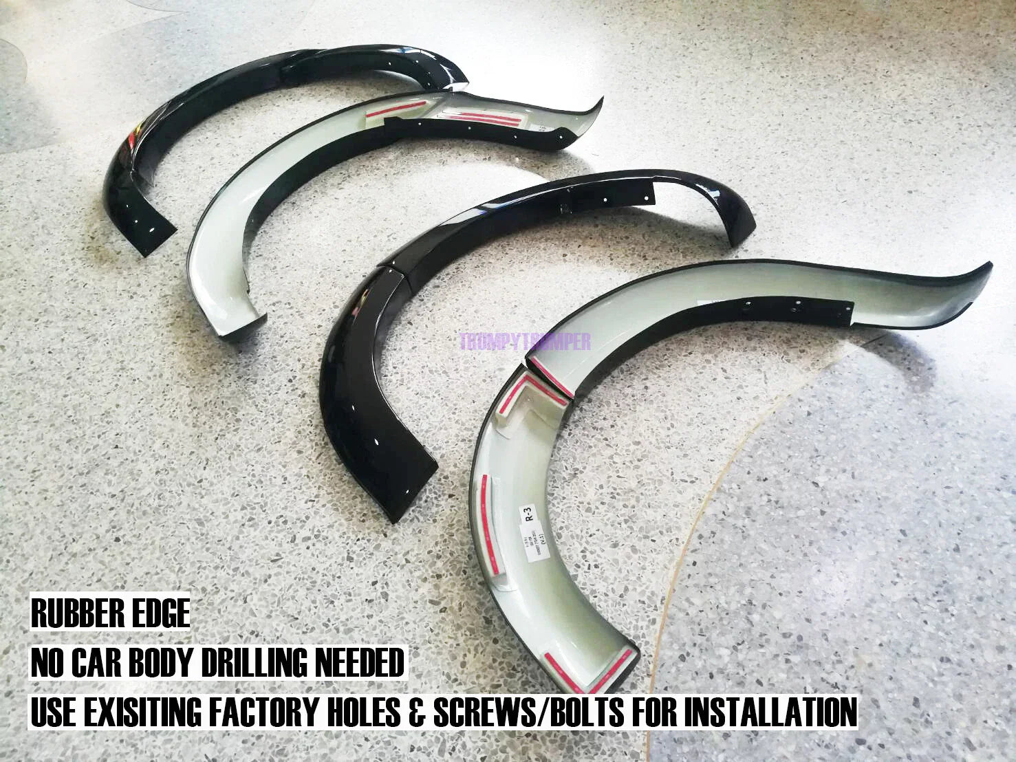 Glossy Black Fender Flares for Ford Everest UAII 2018-2021 SUV