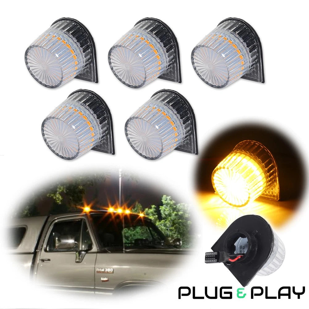 5X Clear Amber LED Roof Cab Clearance Lamp for Dodge D/W Pickup Ramcharger