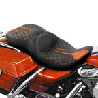 Rider Driver Passenger Seat for Harley Electra Glide (1997–2007) Black Orange