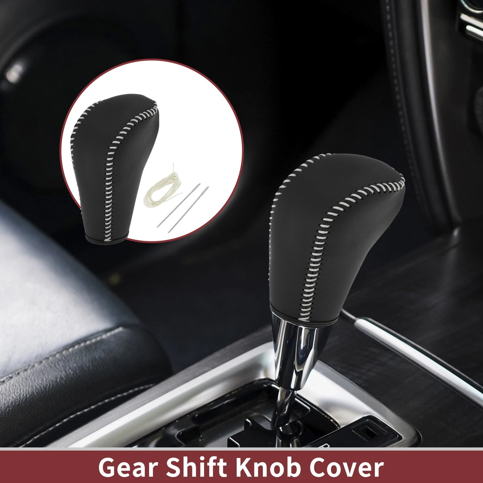 Gear Shift Knob Cover for BMW 3 Series E90 (2007–2013) Black Beige Faux Leather
