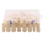 55 Pcs Unpainted Wooden Peg Dolls Creative Figures with Box (35-65mm)