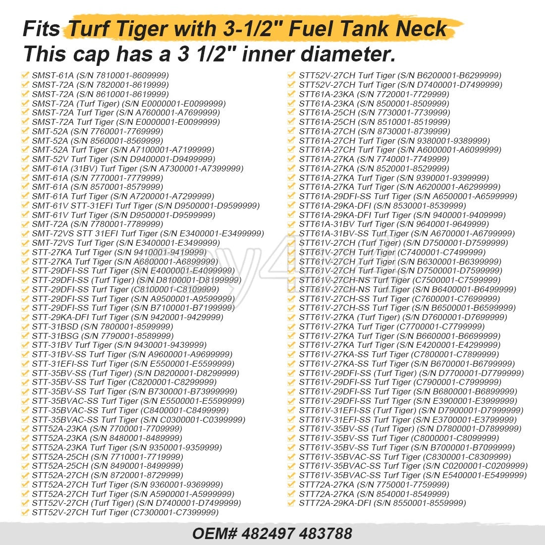 Fuel Cap w/ Gauge for Scag SMST-61A 482497 483788