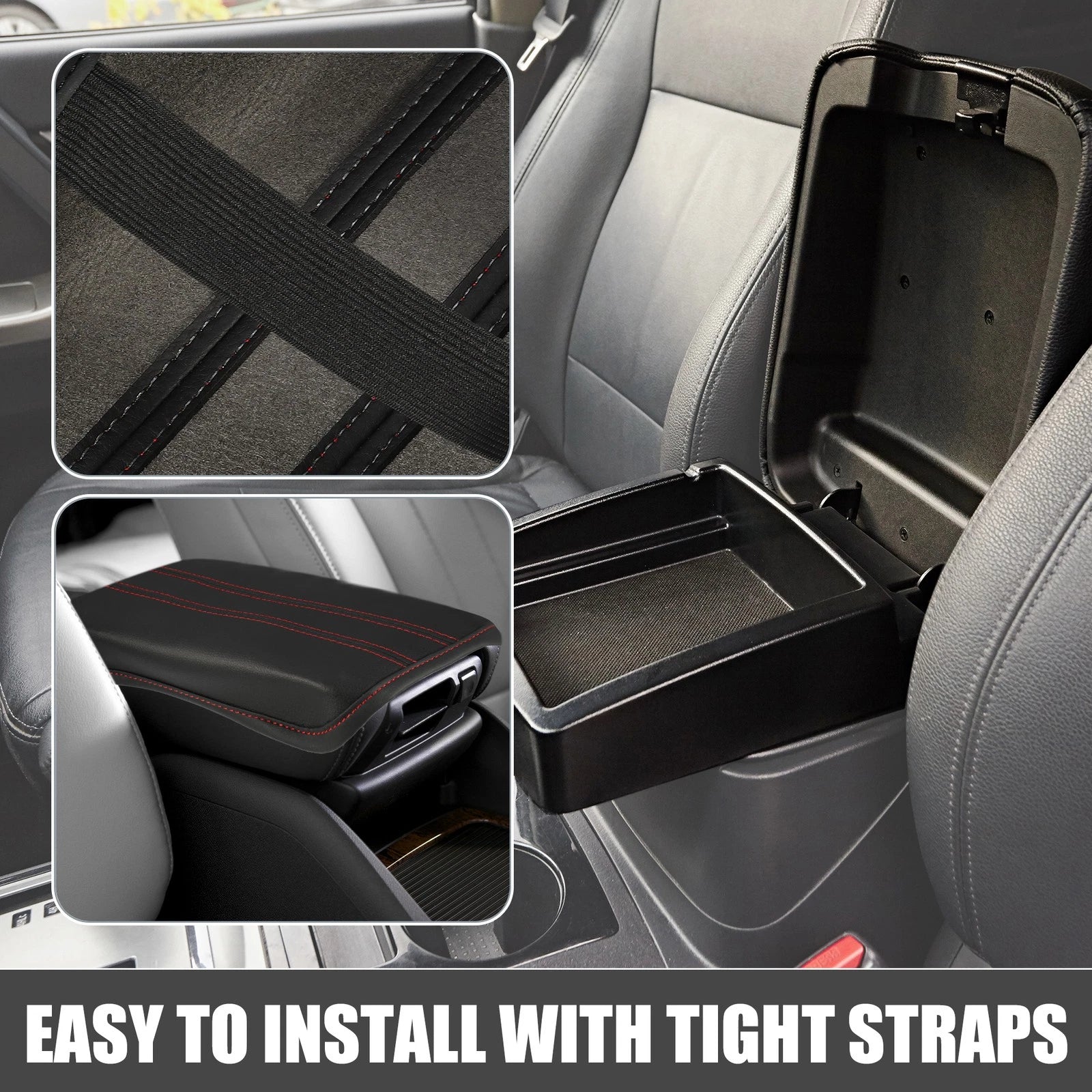 Center Console Armrest Cover for Nissan Qashqai (2020–2021) Black Red