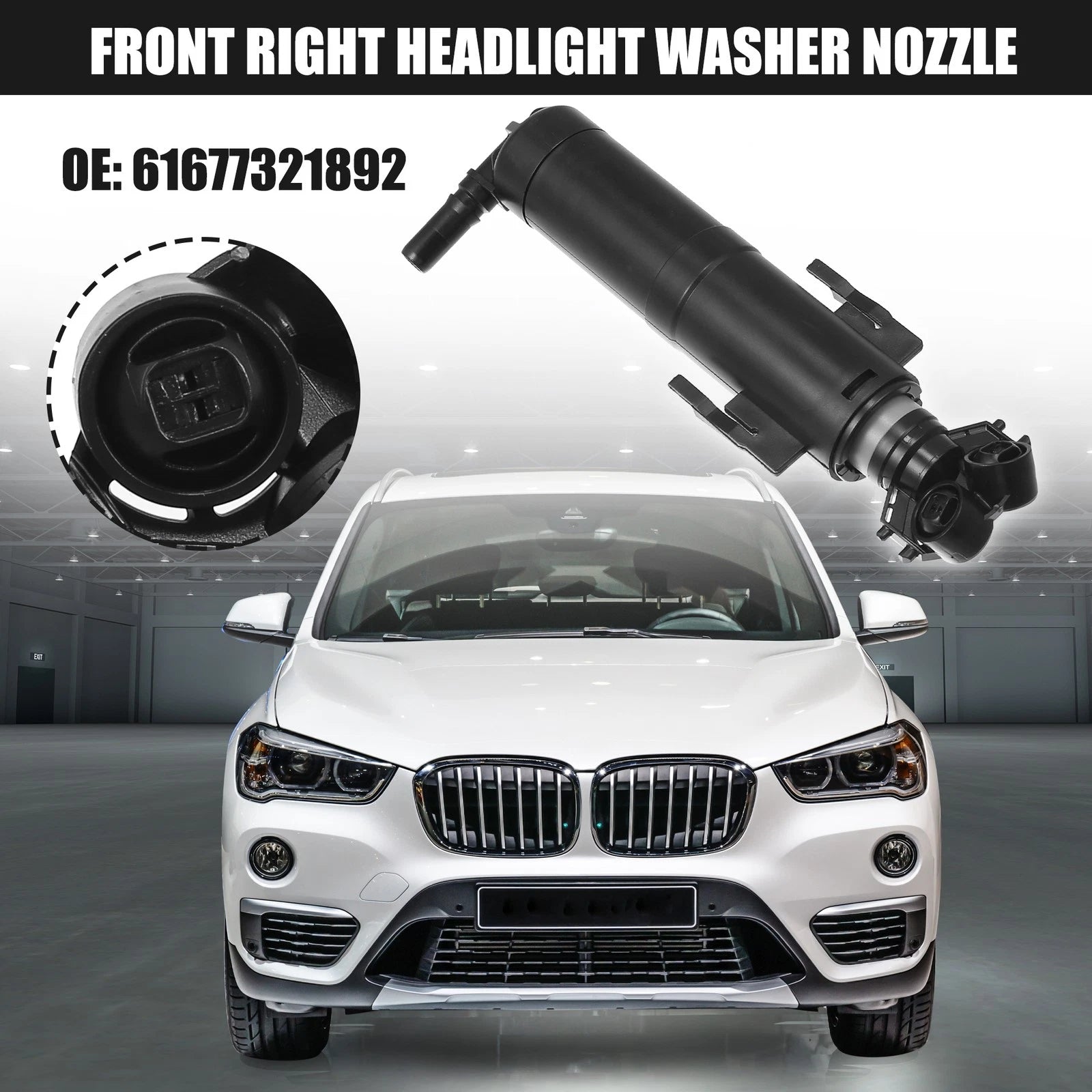 Front Right Auto Headlight Washer Nozzle for BMW X1 (2013–2015) 61677321892