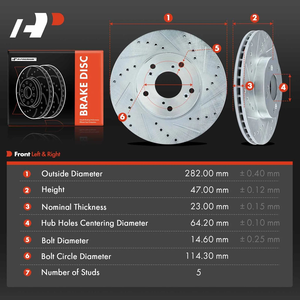 Drilled & Slotted Brake Rotors for Honda Accord (2003–2007)