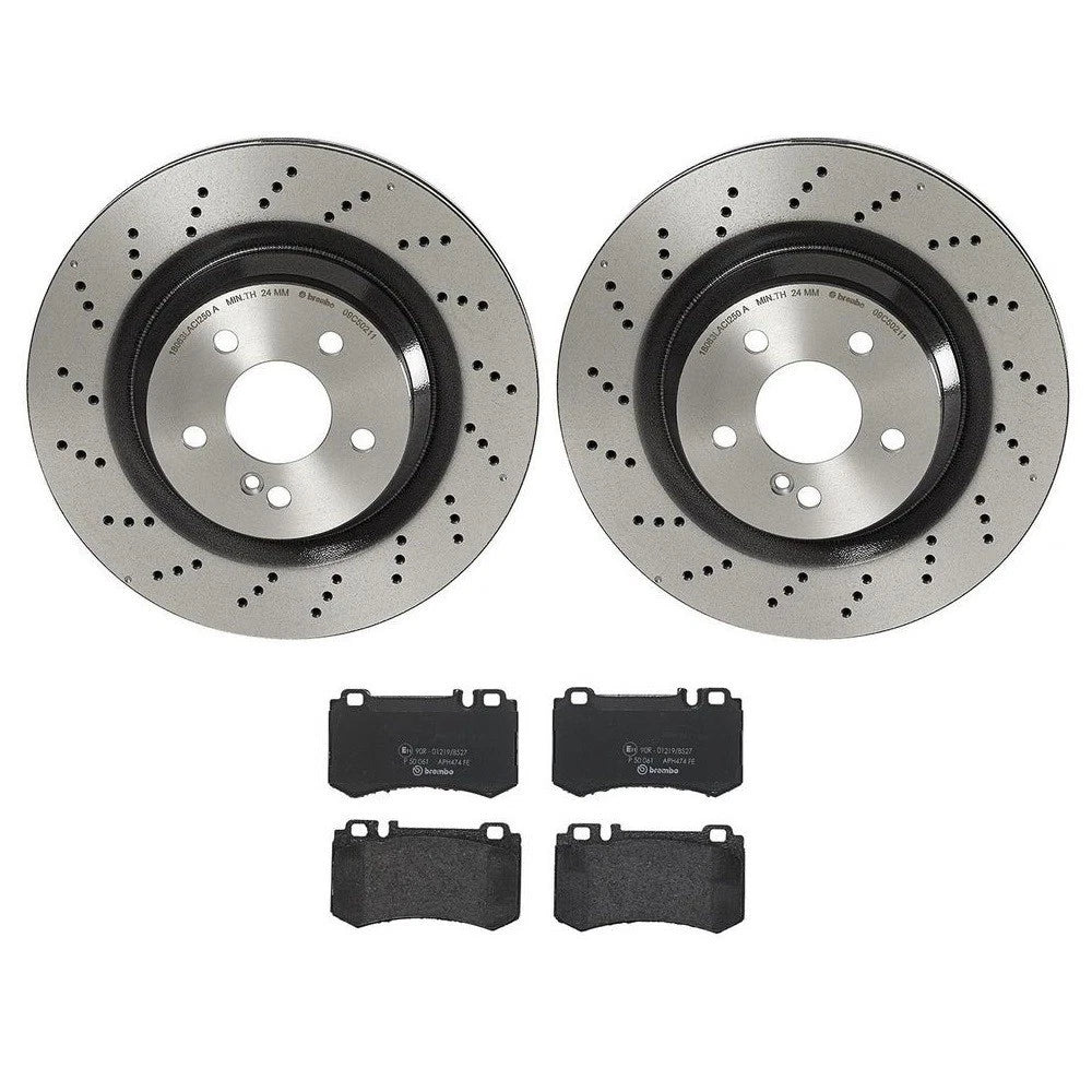 Brembo Rear Brake Kit 330mm Disc Rotors Low-Met Pads for MB W211 E55 AMG (2003–2009)