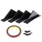 Set of 4 Universal Black Curved Rear Bumper Lip Diffuser Shark Fin Spoiler