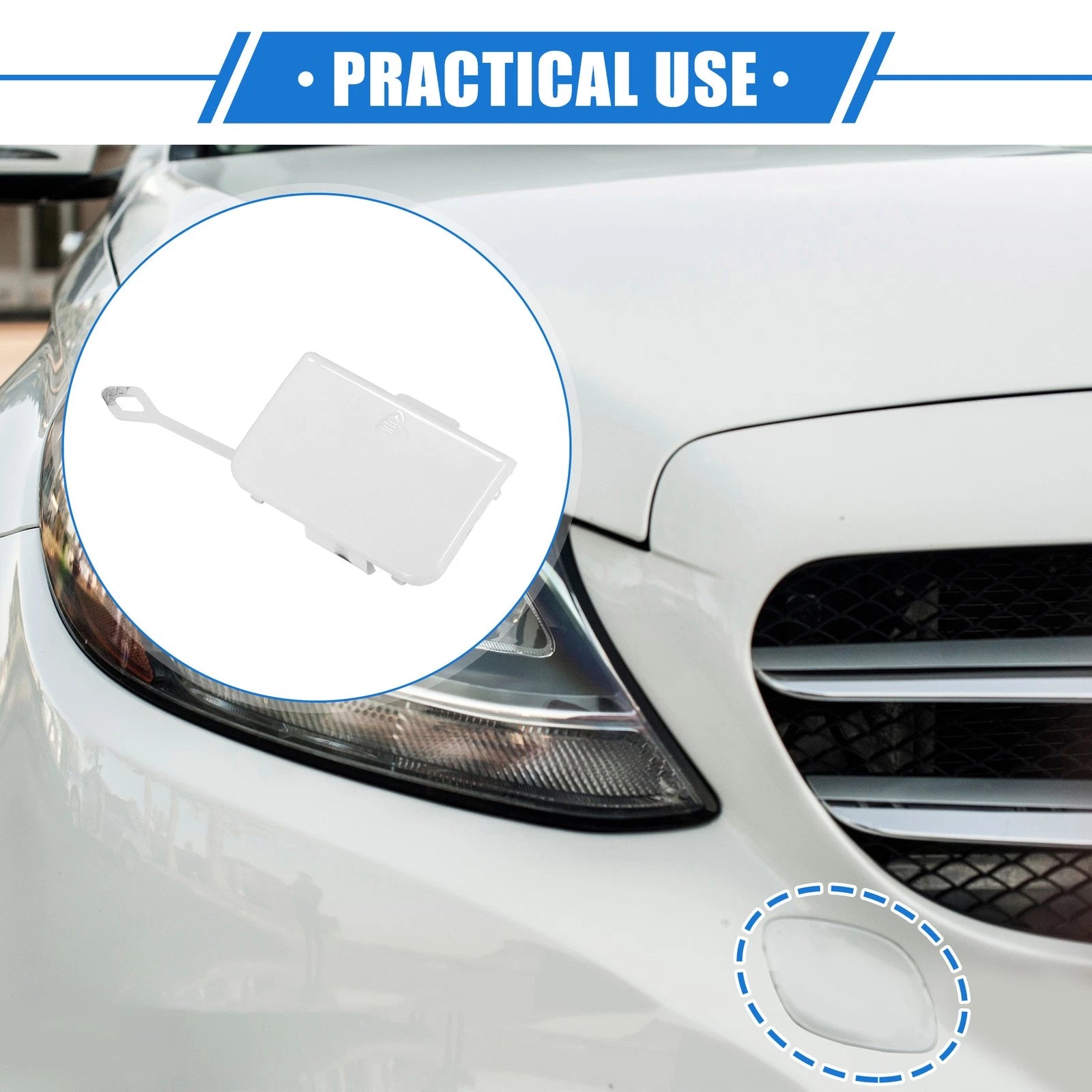 Tow Hook Cover Cap for Mercedes-Benz C300 W204 (2008–2011) White