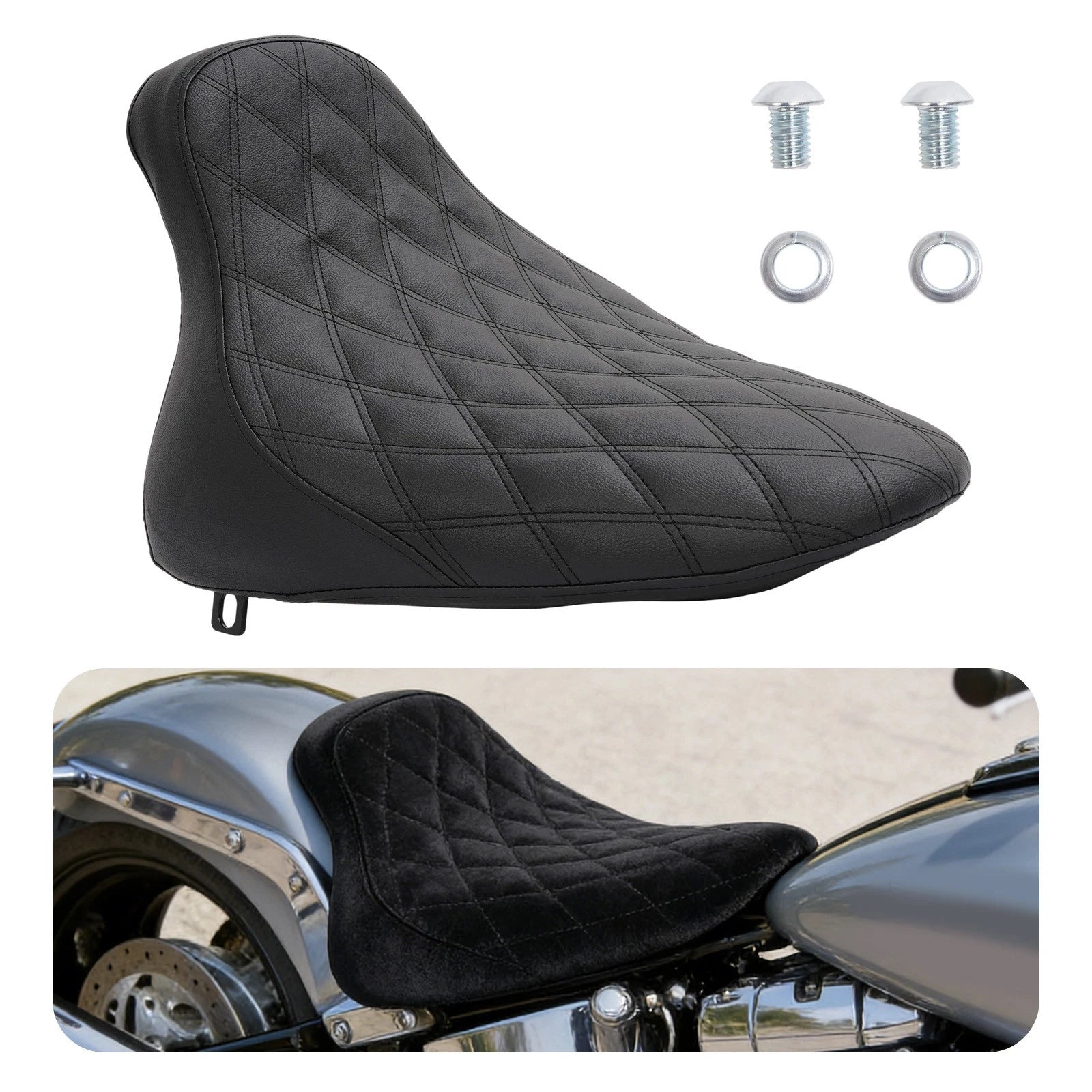 Solo Seat for Harley Softail Fat Boy FXST FLST FLSTF (2000–2007) Black
