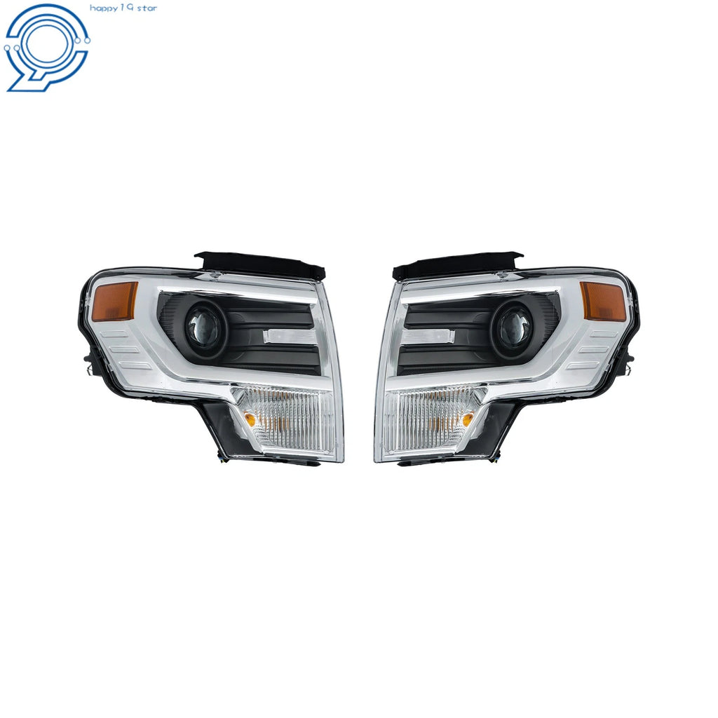 Headlight Pair for Ford F150 (2013-2014) - Projector, Electroplated, HID