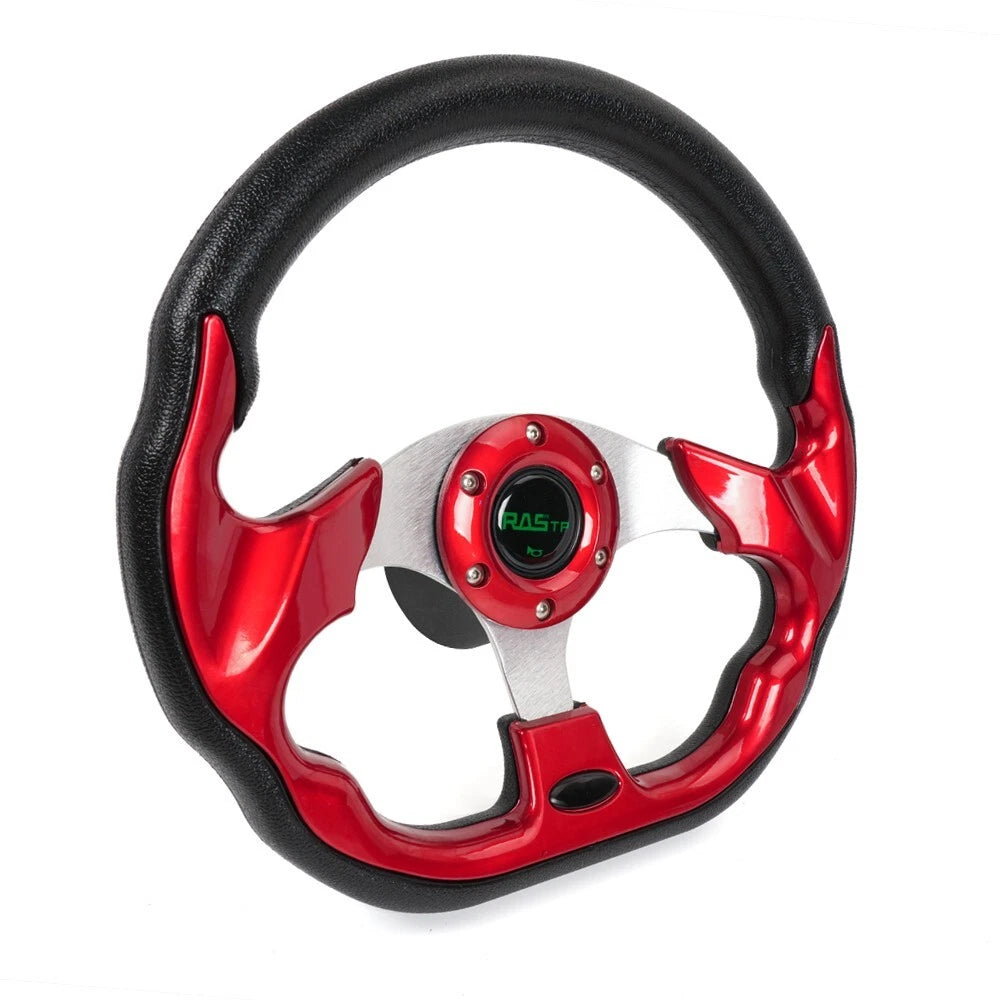 13" Red Marine Boat Steering Wheel with 3/4" Axle Hub Adapter