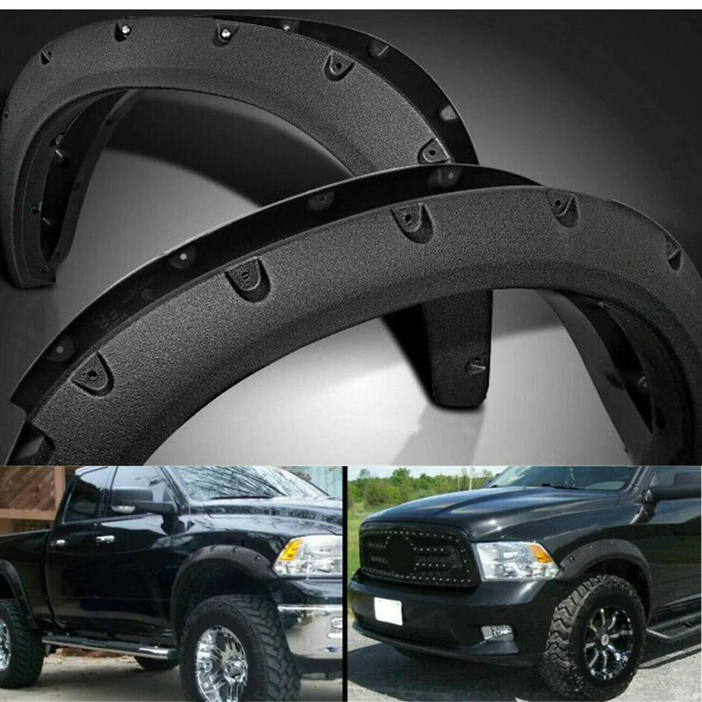Set of 4 Fender Flares Pocket Rivet Style for Dodge Ram 1500 (2009–2023)