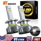Set of 2 H7 LED Headlight Bulbs for High Low Beam (6500K Xenon White)