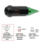 20Pc M12X1.5 Green JDM Cone Wheel Lug Nuts with Spline Lock & Spiked Cap