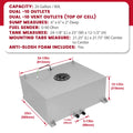 20 Gallon Aluminum Polished Fuel Cell Tank with Level Sender for Race Cars