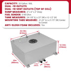 20 Gallon Aluminum Polished Fuel Cell Tank with Level Sender for Race Cars