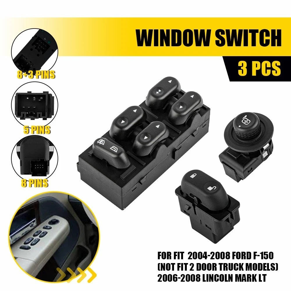 LH Front Master Window Door Lock Mirror Switch SW6666 V for Ford F-150 (2004–2008)