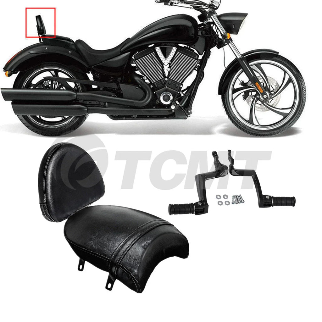 Black Backrest Sissy Bar & Foot Pegs for Victory Gunner Vegas (2015-2017)