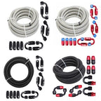 Stainless Steel Braided Fuel Oil Gas Hose Line Fittings Kit (10/16/20FT & 6/8/10AN)