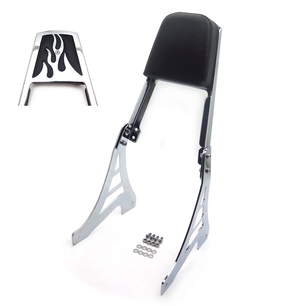 Chrome Flame Backrest Sissy Bar with Leather Pad for Harley Sportster (1200, 883)