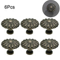 6X Vintage Flower Shape Drawer Cabinet Knob Pulls for
