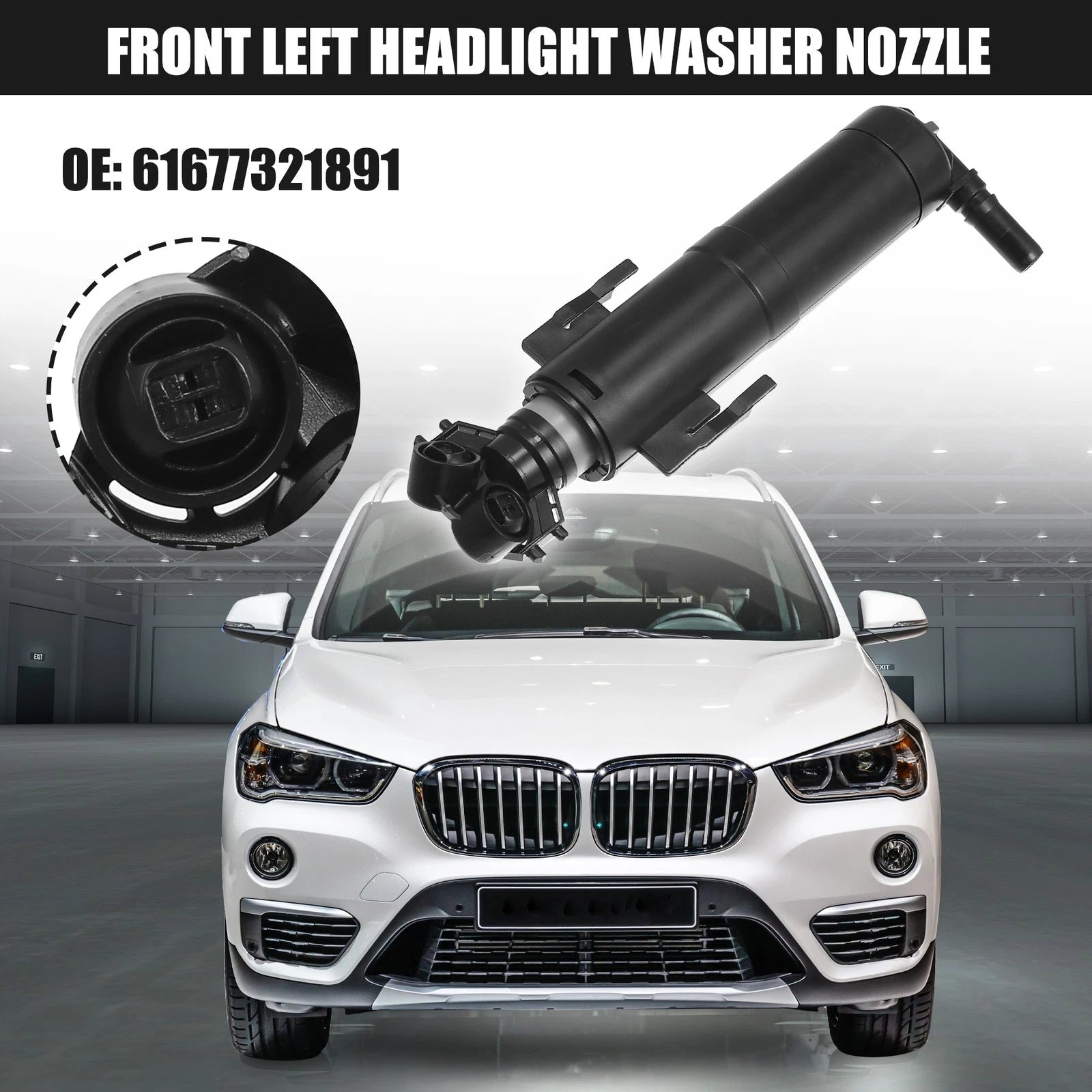 Front Left Auto Headlight Washer Nozzle for BMW X1 (2013–2015) No.61677321891