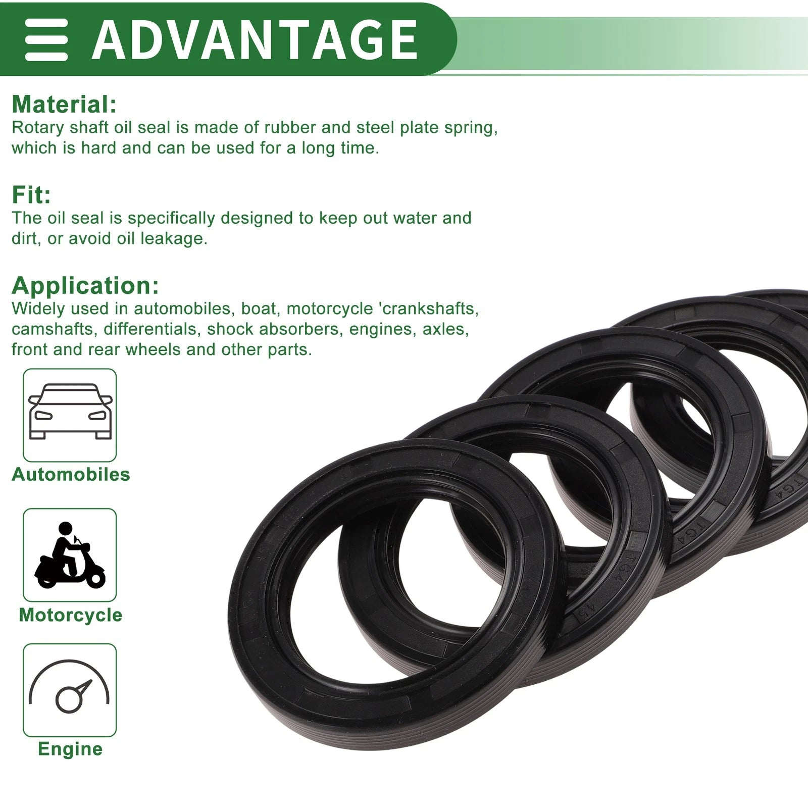 Set of 5 Oil Seals NBR Rubber 45x65x8mm for Various Models 