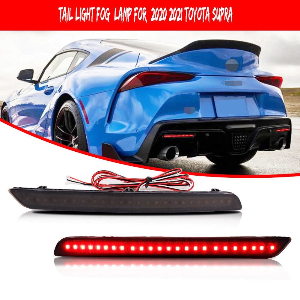 Set of 2 Smoke Lens Red LED Rear Fog Lights for Toyota GR Supra (2020–2024)