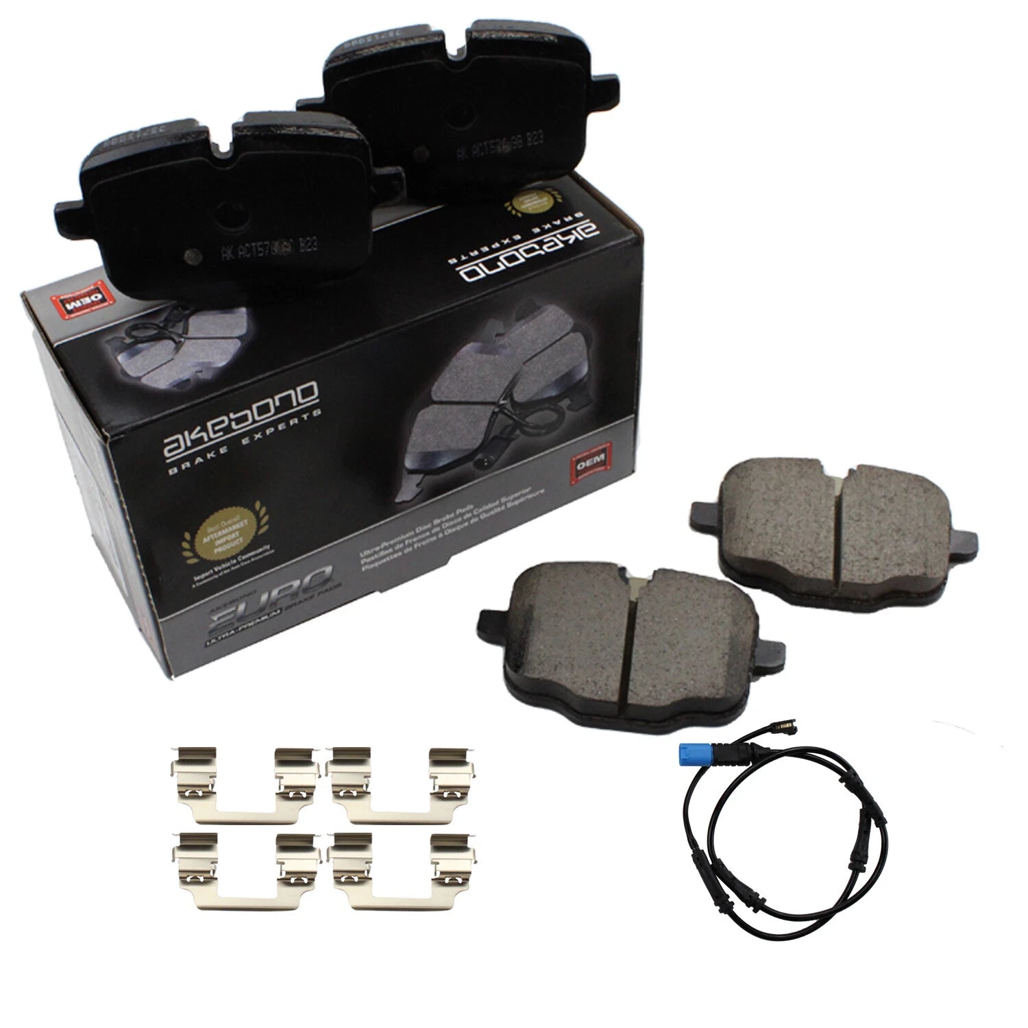 Set of 4 Akebono Euro Ultra Premium Rear Ceramic Brake Pads for BMW X5 X6 (2007–2019)
