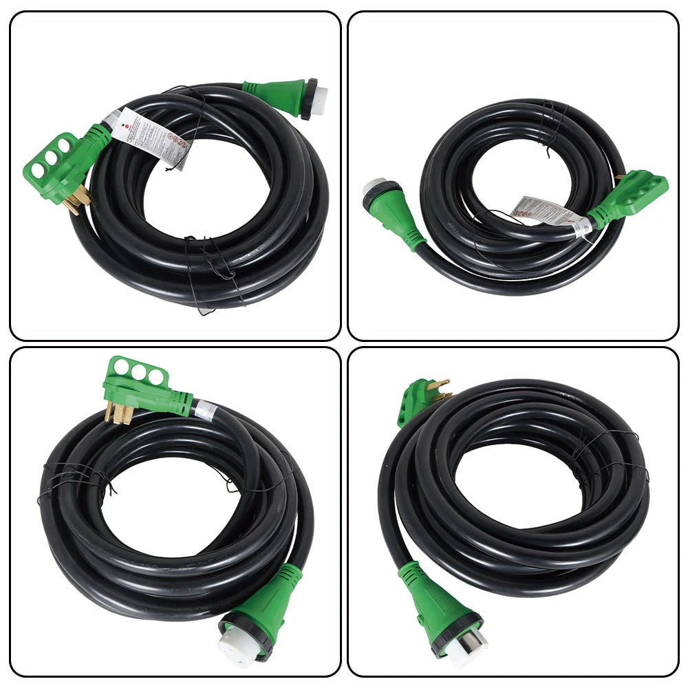 3-Prong Power Inlet Box with 50 Amp Locking RV Extension Cord (30 Feet)