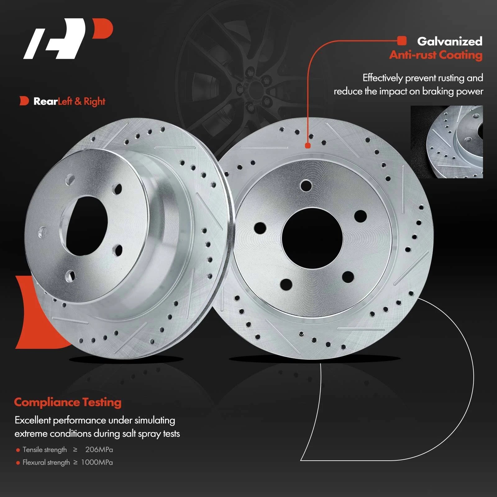 Set of 8 Rear Drilled Brake Rotors & Pads for Chevrolet Blazer