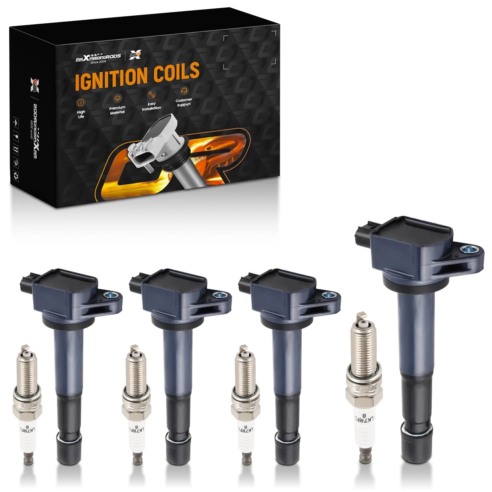 4X Ignition Coil + 4X Spark Plugs for Acura TSX L4 2.4L (2009–2014) UF629 97390