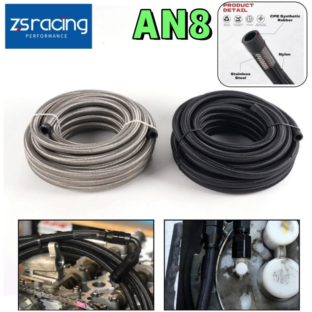 8AN Nylon Stainless Steel Braided Oil/Gas/Fuel Line Hose for Universal