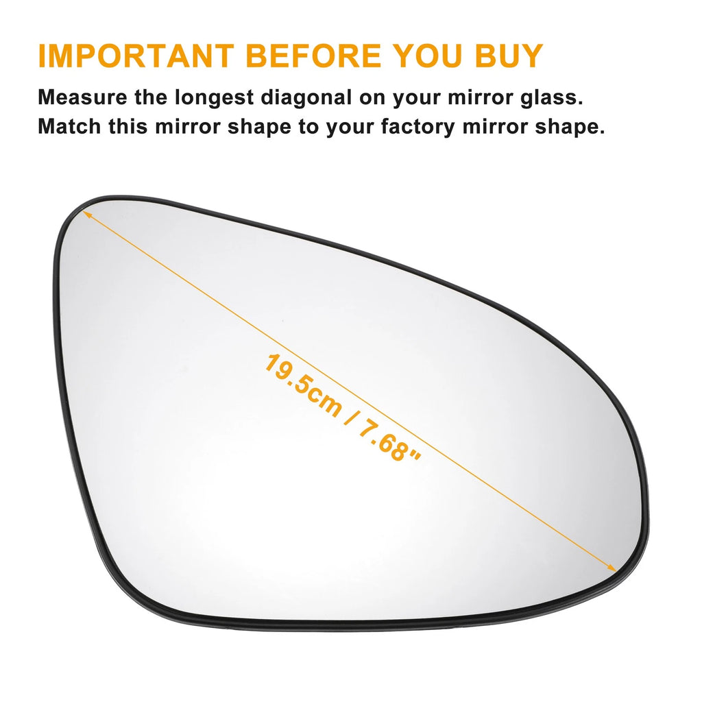 Right Side Heated White Mirror Glass for Toyota C-HR (2016–2023)