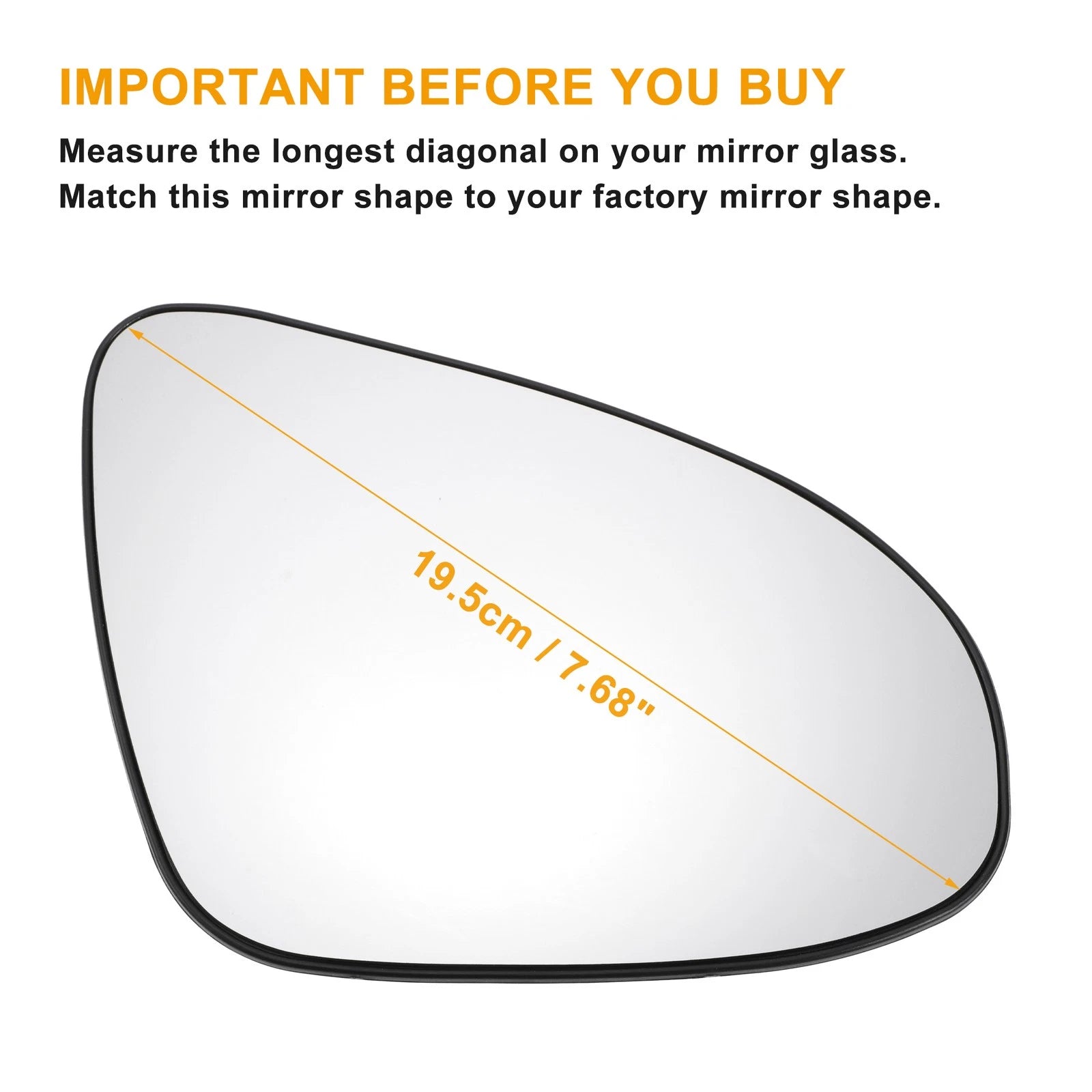Right Side Heated White Mirror Glass for Toyota C-HR (2016–2023)