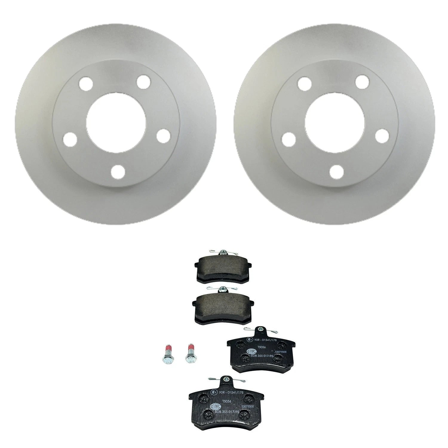 Hella Rear Rotors & Low-Met Disc Brake Pad Kit for Audi 200, 5000, A8 Quattro