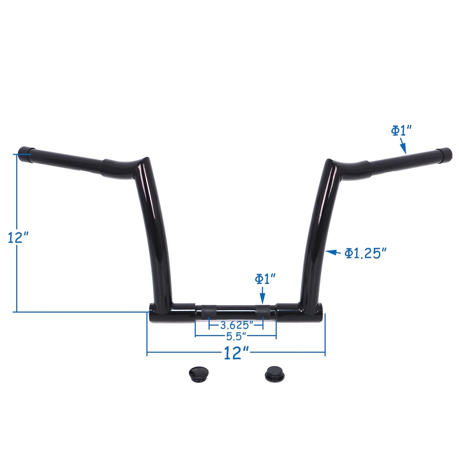 12" Rise Black Mini Ape Chiseled Handlebar for Harley Dyna Softail Touring