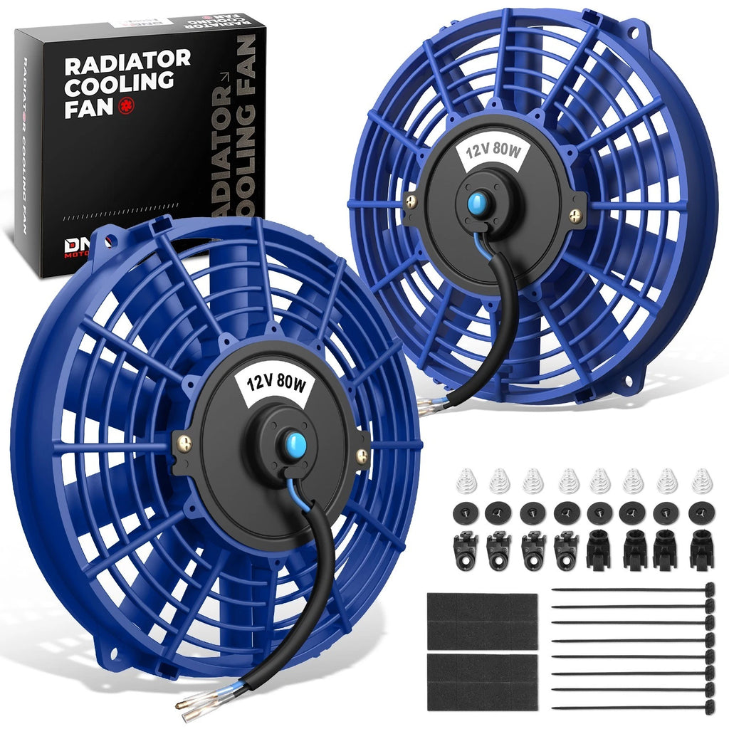 2X 7" 12V Blue Slim Electric Racing Radiator Fan for Universal Fit
