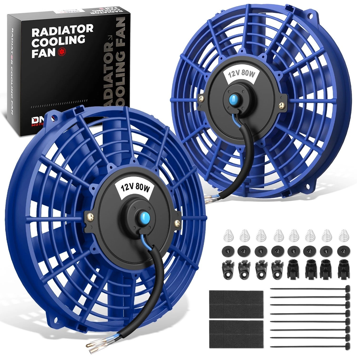 2X 7" 12V Blue Slim Electric Racing Radiator Fan for Universal Fit
