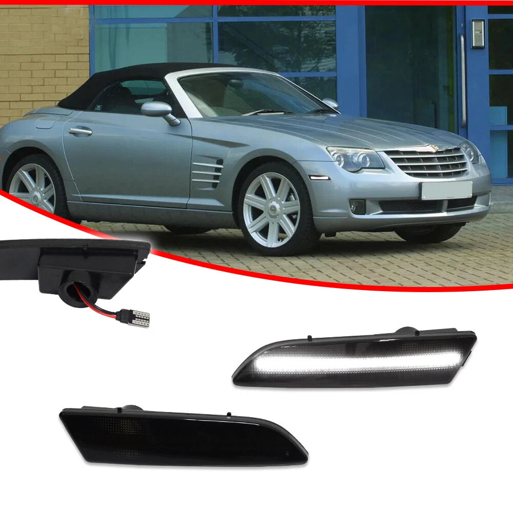 Full White LED Smoked Front Side Marker Lights for Chrysler Crossfire (2004–2008)