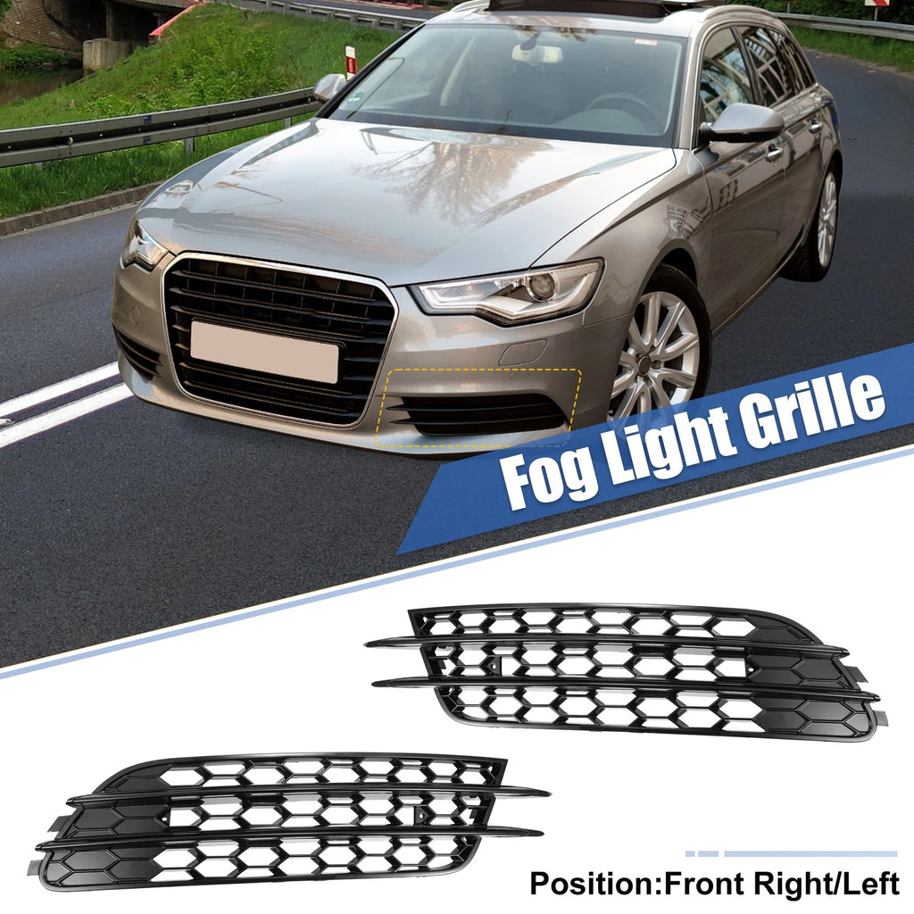 Pair Front Fog Light Mesh Grill Cover for Audi A6 C7 (2012–2015)