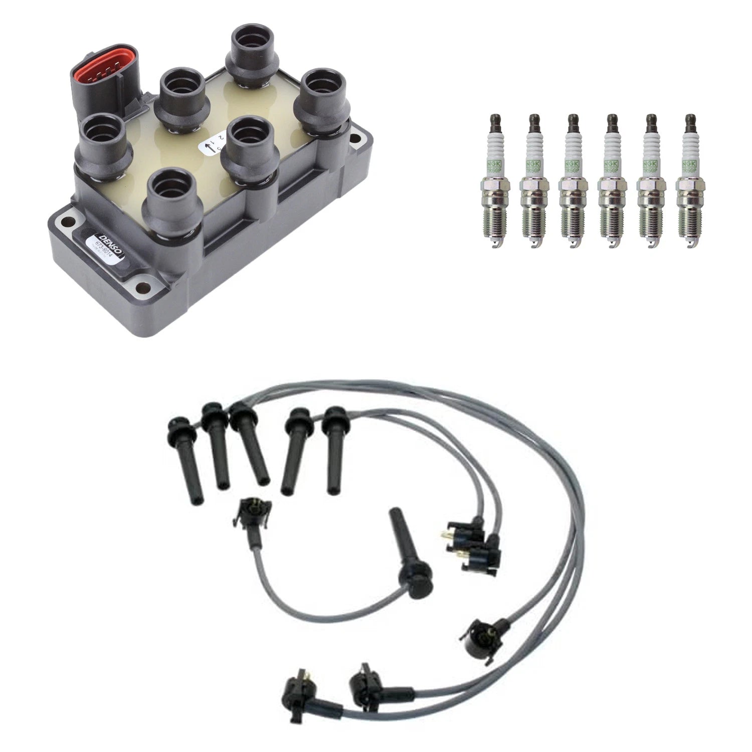Set of 6 Denso Ignition Coil Wires & NGK Platinum Spark Plugs for MPV 2000