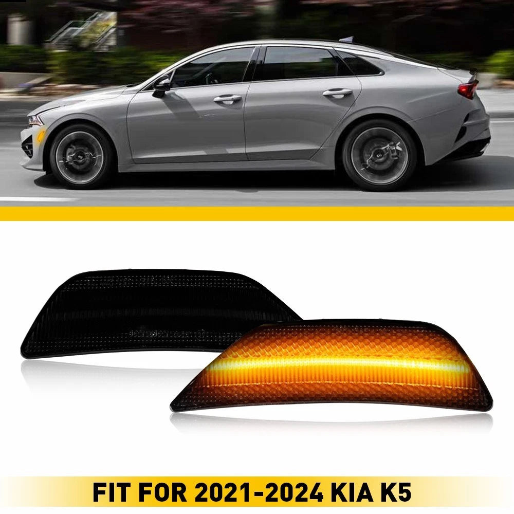 2X Smoked Amber LED Front Bumper Side Marker Lights for Kia K5 (2021–2023)