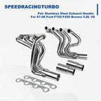 Pair Stainless Steel Exhaust Headers for Ford F150 F250 Bronco (1987–1996)