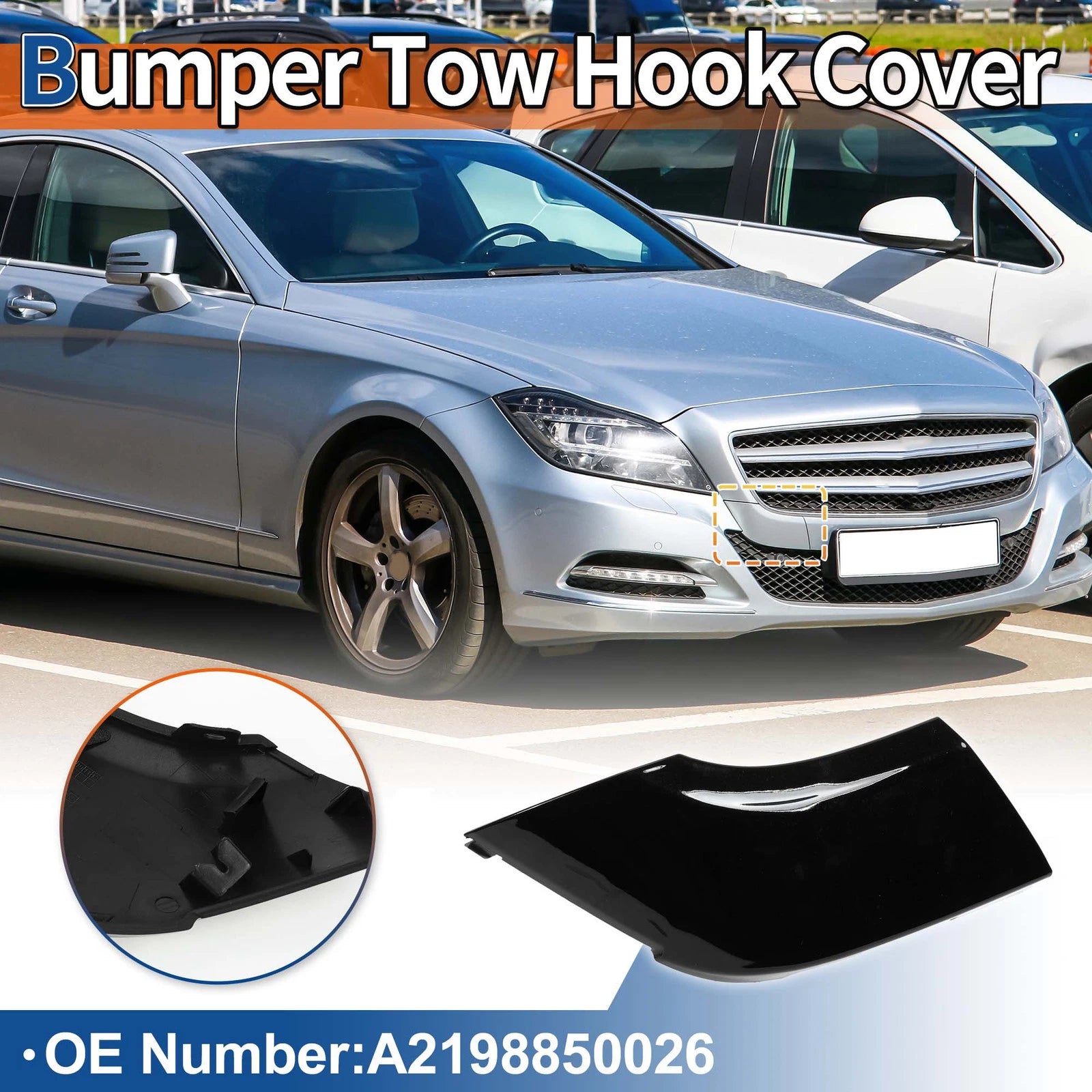 Tow Hook Cover for Mercedes-Benz CLS550 (2012–2018) A2188850026 Black