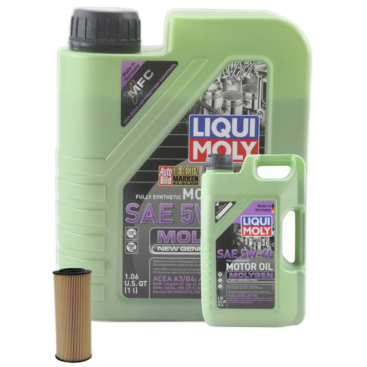 6L Liqui Moly Molygen 5W-40 Engine Oil Change Kit for Audi A4 (1996–2001)