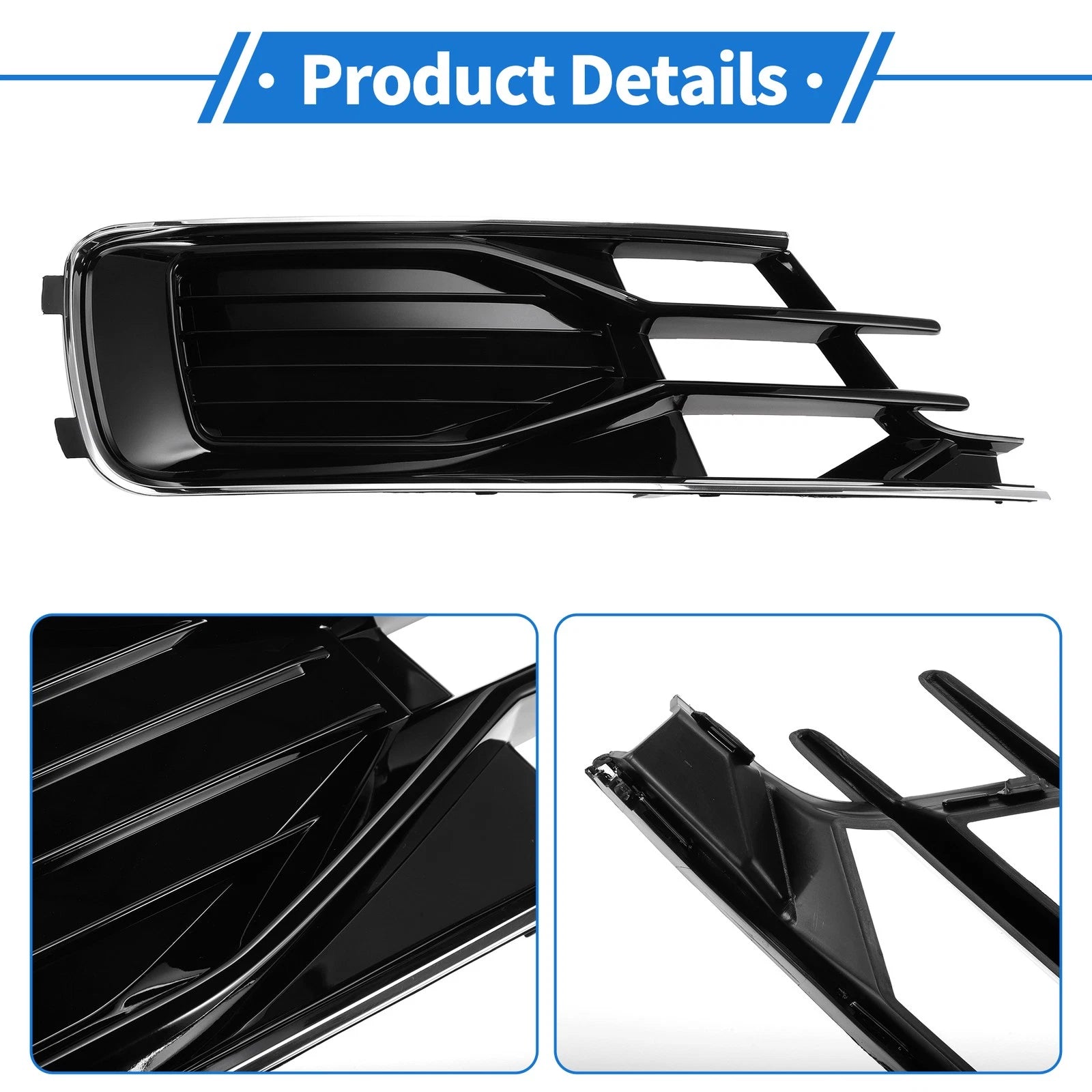 1 Pc Fog Light Grill for Audi A6 (2016–2018) No. 4G0807682AE Black