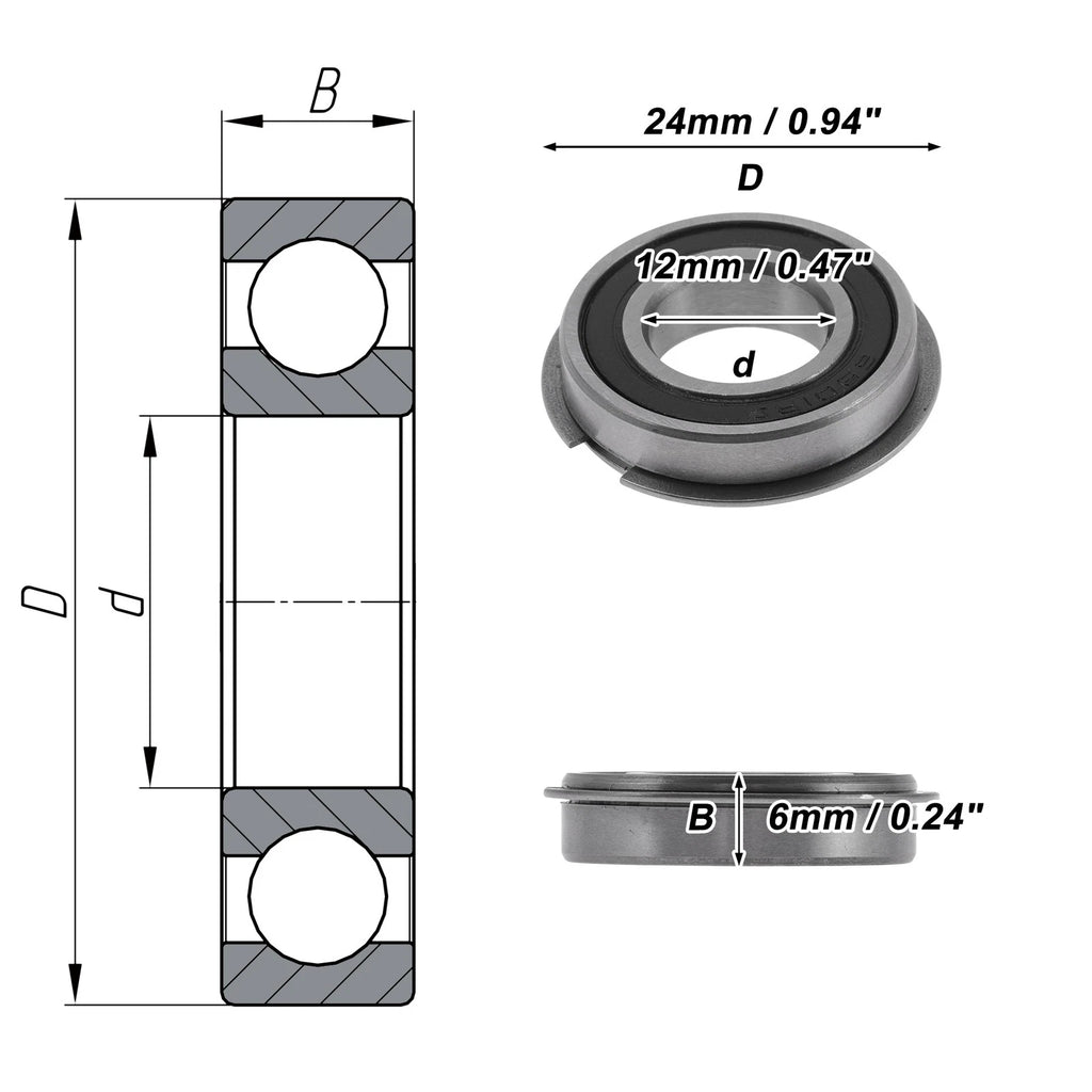 Deep Groove Ball Bearing 12x24x6mm for Scooter Skateboard (6901NR2RS)