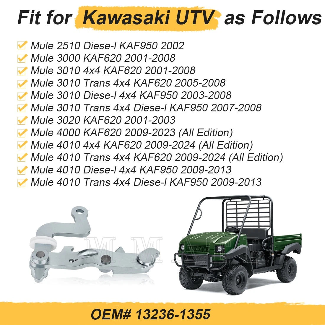 Brake Lever Bracket Right for Kawasaki Mule 4010 KAF620 KAF950 (2009–2024)