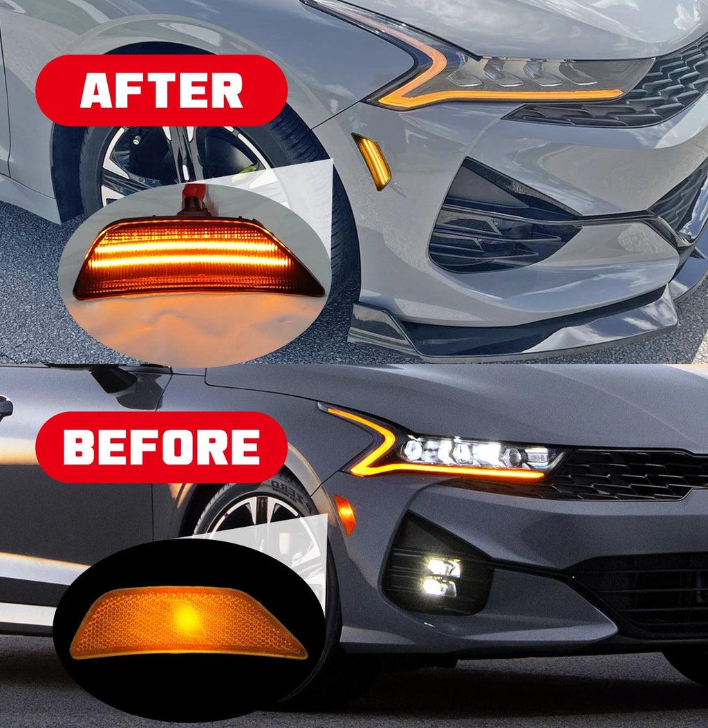 2X Front Bumper Blinker Turn Signal Side Marker Lights for Kia K5 (2021–2024)